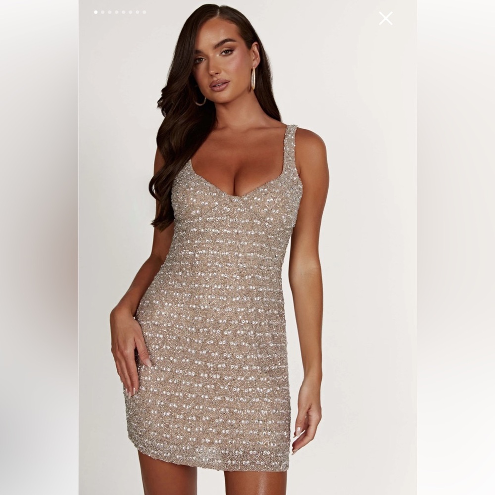 Meshki Elianna Beaded Sequin Mini Dress - Small